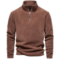 Men's Stand-up Collar Half-zip Long-sleeved Trendy Versatile Top