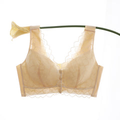 Front button lace push-up bra
