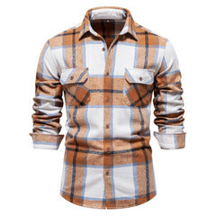 Men's Business Fashion Plaid Long Sleeve Shirt