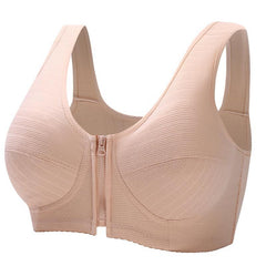 Soft Cotton Zip Front Wireless Plus Size Bra