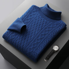Men's 100% Pure Wool Jacquard Thickened Turtleneck Sweater