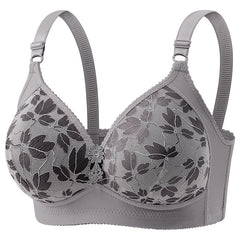 Lace Trim Large Size Wire-Free Push-Up Bra
