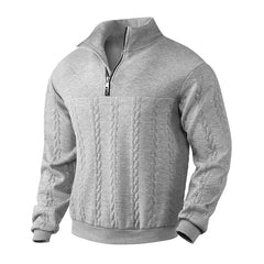Retro Casual Stand Collar Zipper Jacquard Knitted Sweatshirt