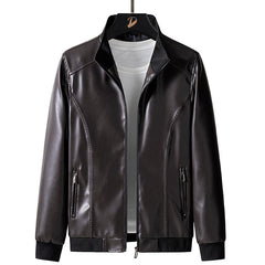 Men's Oversized Stand Collar Leather Jacket