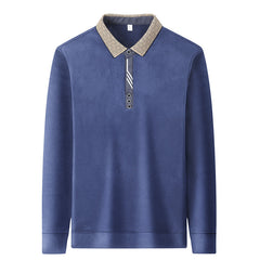 Men's 2023 Winter Velvet Thickened Business Lapel Polo Shirt
