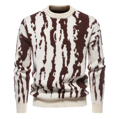 Men's Fashion Printed Casual All-match Round Neck Pullover Sweater