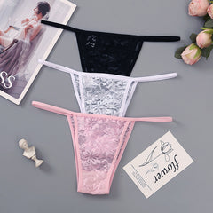 Sexy Low-waist Thin Strap Hollow Lace Breathable Briefs