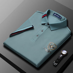 Men's Solid Color Mulberry Silk Casual Polo Shirt