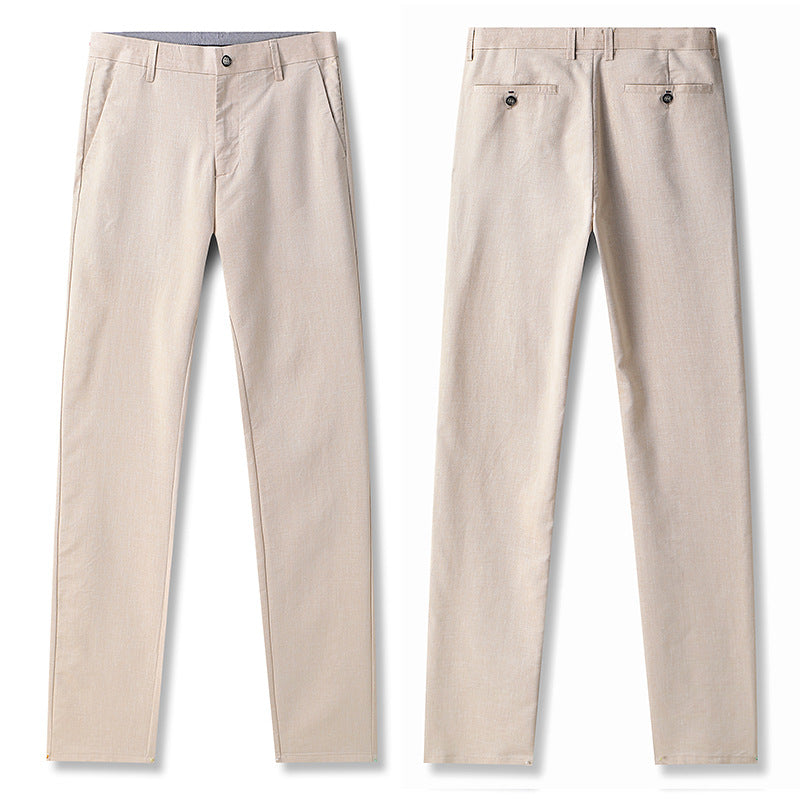 Linen straight-leg loose trousers