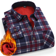 New Men's Winter Velvet Thickened Warm Double-sided Velvet Long-sleeved Shirt