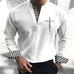 2024 Men's New Printed Collarless Casual Shirt