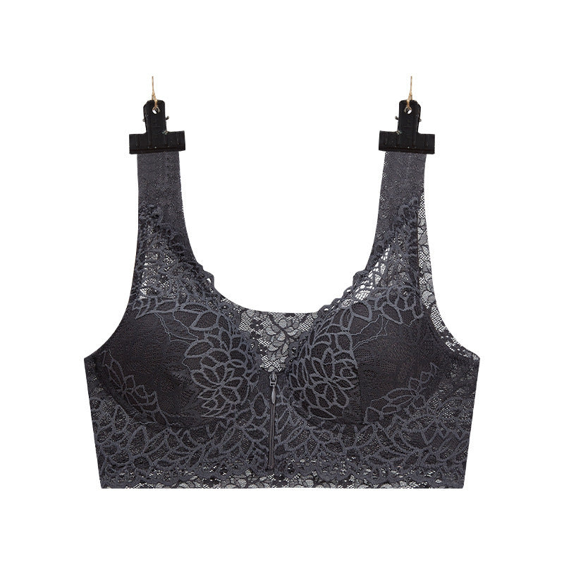 Front Zipper Large Size Sexy Lace Push Up Bra