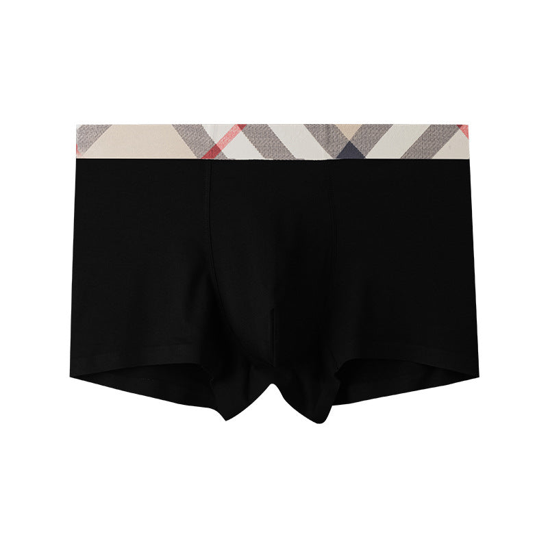 Men's Simple Striped Plaid Contrast Color Breathable Boxer Briefs