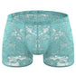 Tzy499P Rose Lace Sheer Mesh Low Waist Boxer Panties