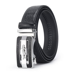 Men's New Automatic Buckle Crocodile Pattern Leather Business Casual Belt
