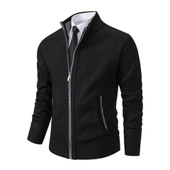 Men's Stand Collar Fashionable Knitted Sweater Jacket