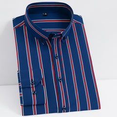 Men's Slim Striped Business Casual Long-sleeved Shirt