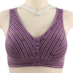 New style front button striped wire-free plus size bra