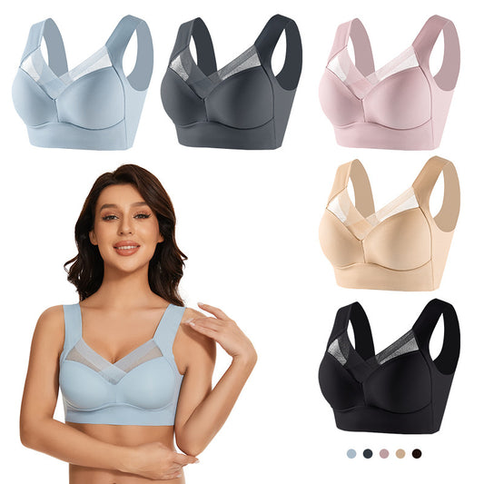 Plus size wireless lace push up bra