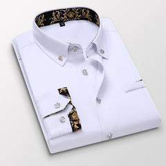 Cotton lapel long sleeve casual shirt