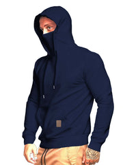 Men's Long Sleeve Fleece Mask Hoodie