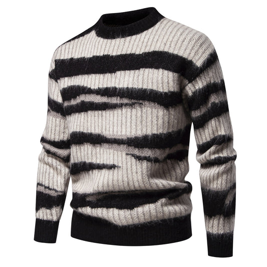 Men's Fashion Casual Round Neck Printed Pullover Sweater