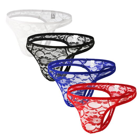 Men's Sexy Lace Transparent Thong