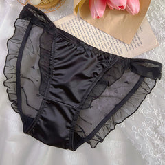 Premium satin lace sheer low rise panties