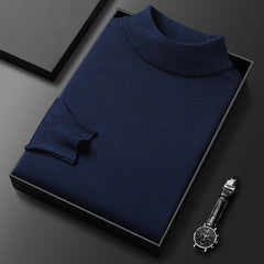 Men's Slim Fit Solid Color Half Turtle Collar Pullover Sweater