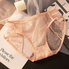 Sexy Satin Lace Mesh Briefs