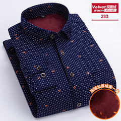 Men's Long-sleeved Double-sided Velvet Loose Casual Shirt