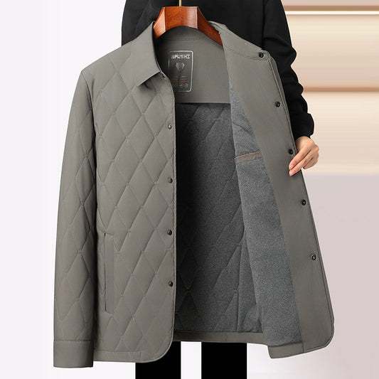 Men's New Winter Mulberry Silk Lapel Business Cotton Coat