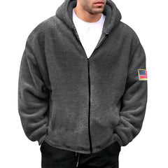 2023 Men's New Double-sided Velvet Warm Hooded Zipper Casual Jacket