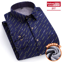 Men's Long-sleeved Double-sided Velvet Loose Casual Shirt