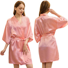 Ladies Satin Skin Friendly Cardigan Nightgown