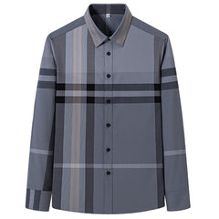 Men's High-end Fashion Casual Plaid Long-sleeved Shirt