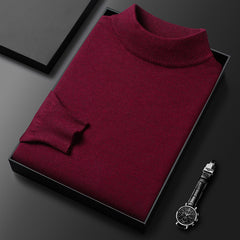 Men's Slim Fit Solid Color Half Turtle Collar Pullover Sweater