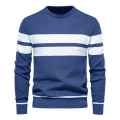 Men's Casual Striped Color Block Crew Neck Sweater