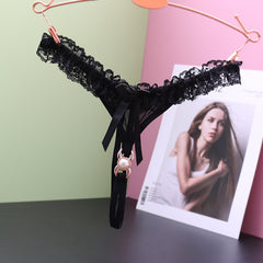 Sexy Low-waist Open Lace Transparent Mesh Thong