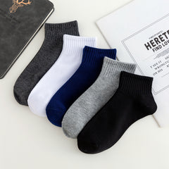 5 PCS Men's Sweat-absorbent Low-top Invisible Boat Socks Sports Cotton Socks