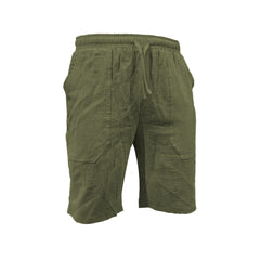 Men's Solid Color Drawstring Breathable Beach Pants Cotton and Linen Sports Casual Shorts