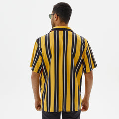 2024 Men's New Fashion Lapel Striped Short Sleeve Shirt