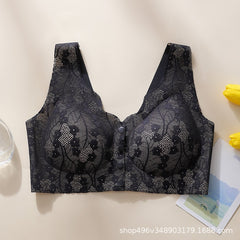 Button front plus size thin wire-free bra