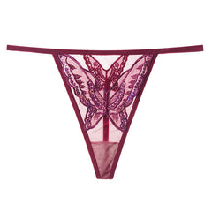 Bowknot Sexy Transparent Embroidered Thong