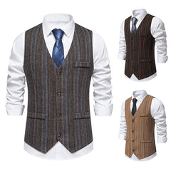 New Men's Striped Retro Business Casual Professional Vest