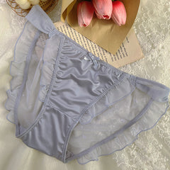 Premium satin lace sheer low rise panties