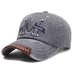 Men's Vintage Washed Denim Outdoor Embroidered Baseball Cap