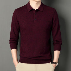 Men's Fashion Solid Color Lapel Casual Sweater