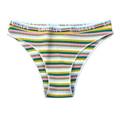 Low Waist Sexy Large Size Colorful Striped Cotton Briefs