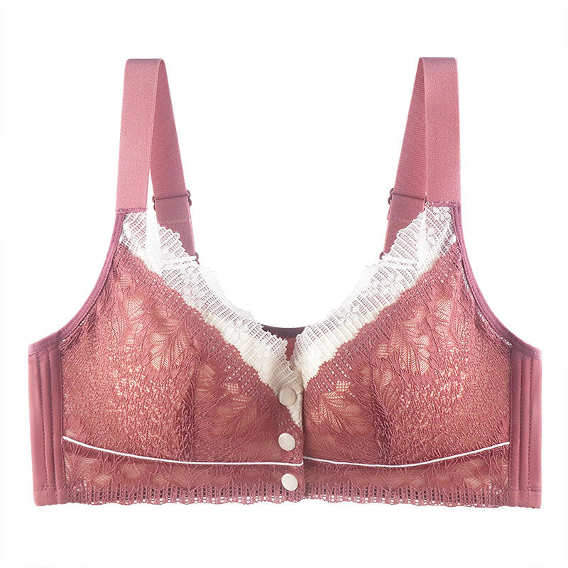 New style exquisite lace front buckle wireless plus size bra